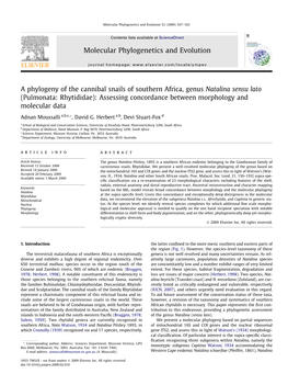 A Phylogeny of the Cannibal Snails of Southern Africa, Genus Natalina Sensu Lato (Pulmonata: Rhytididae): Assessing Concordance Between Morphology and Molecular Data