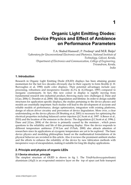 Organic Light Emitting Diodes: Device Physics and Effect of Ambience on Performance Parameters