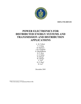 Power Electronics for Distributed Energy Systems and Transmission and Distribution Applications