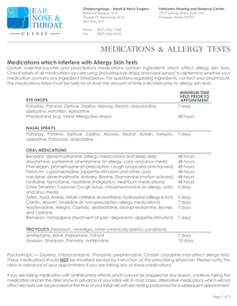 Medications & Allergy Tests