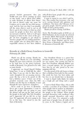 Remarks at a Bush-Cheney Luncheon in Louisville February 26, 2004