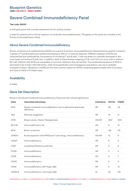 Blueprint Genetics Severe Combined Immunodeficiency Panel