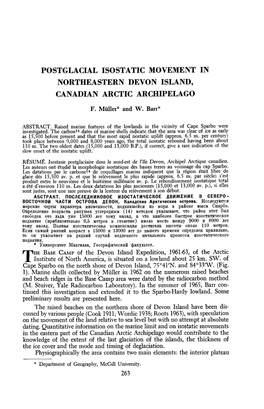 Postglacial Isostatic Movement in Northeastern Devon Island, Canadian Arctic Archipelago