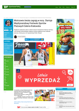 Mistrzowie Świata Zagrają W Nocy. Startuje Międzynarodowy Festiwalu Sportów Plażowych Galeria Krakowska Mistrzowie Świata Zagrają W Nocy