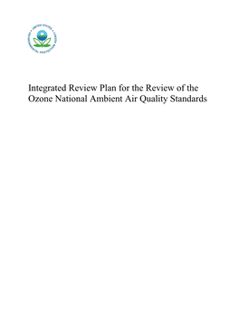 Integrated Review Plan for the Review of the Ozone National Ambient Air Quality Standards