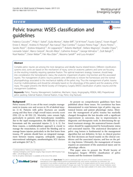 Pelvic Trauma: WSES Classification and Guidelines Federico Coccolini1*, Philip F