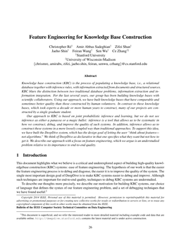 Feature Engineering for Knowledge Base Construction