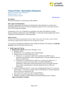 Clinical Policy: Baricitinib (Olumiant)