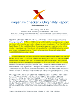 Plagiarism Checker X Originality Report Similarity Found: 7%