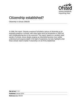 Citizenship Established? Citizenship in Schools 2006/09
