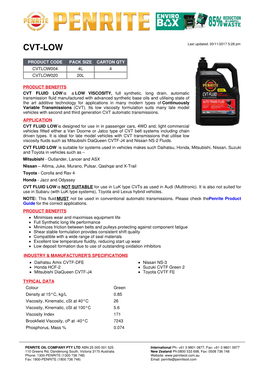CVT-LOW Last Updated: 20/11/2017 5:28 Pm