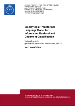 Employing a Transformer Language Model for Information Retrieval and Document Classification