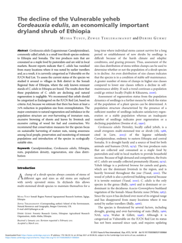 The Decline of the Vulnerable Yeheb Cordeauxia Edulis, an Economically Important Dryland Shrub of Ethiopia