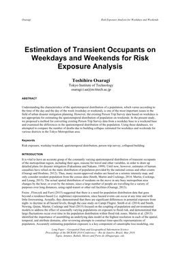 Estimation of Transient Occupants on Weekdays and Weekends for Risk Exposure Analysis