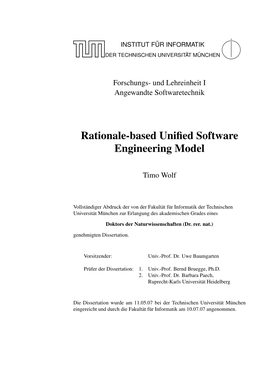 Rationale-Based Unified Software Engineering Model