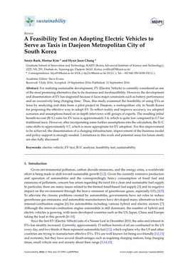 A Feasibility Test on Adopting Electric Vehicles to Serve As Taxis in Daejeon Metropolitan City of South Korea