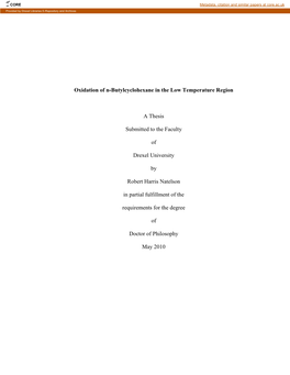 Oxidation of N-Butylcyclohexane in the Low Temperature Region