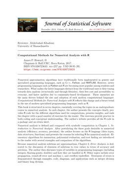 Computational Methods for Numerical Analysis with R James P