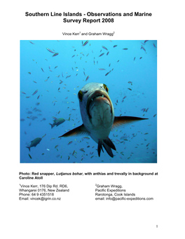 Southern Line Islands - Observations and Marine Survey Report 2008