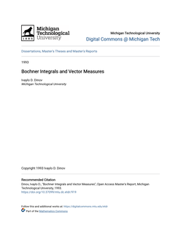 Bochner Integrals and Vector Measures