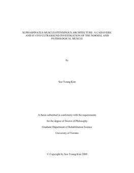 Supraspinatus Musculotendinous Architecture: a Cadaveric and in Vivo Ultrasound Investigation of the Normal and Pathological Muscle