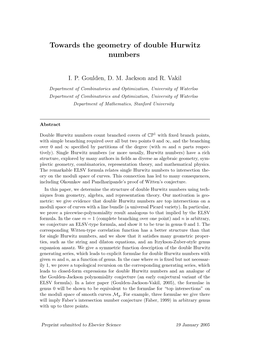 Towards the Geometry of Double Hurwitz Numbers