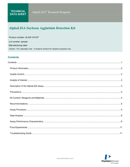 Alphalisa Soybean Agglutinin Detection Kit