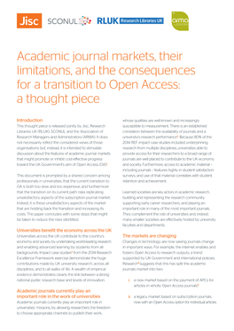 Academic Journal Markets, Their Limitations, and the Consequences for a Transition to Open Access: a Thought Piece
