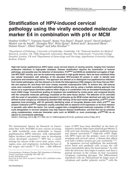 Stratification of HPV-Induced Cervical Pathology Using the Virally Encoded