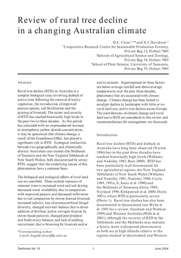 Review of Rural Tree Decline in a Changing Australian Climate ( Pdf )