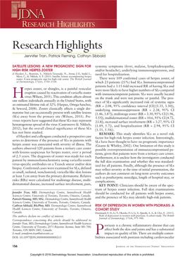 RESEARCH HIGHLIGHTS Research Highlights Jennifer Tran, Patrick Fleming, Cathryn Sibbald