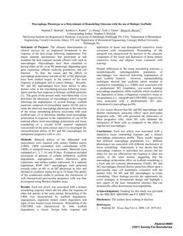 2011: Macrophage Phenotype As a Determinant of Remodeling Outcome with the Use of Biologic Scaffolds