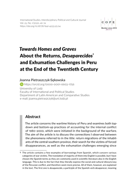 Towards Homes and Graves. About the Returns, Desaparecidos And