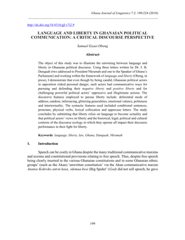 Language and Liberty in Ghanaian Political Communication: a Critical Discourse Perspective