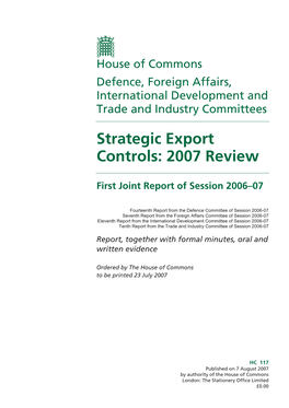 Strategic Export Controls: 2007 Review
