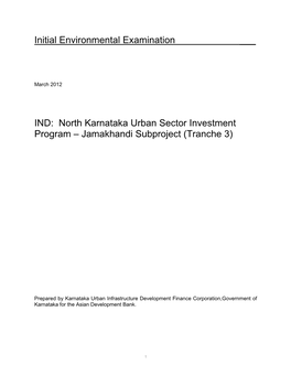 IEE: India: North Karnataka Urban Sector Investment Program