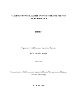 Targeted and Non-Targeted Analysis of Plastic-Related Chemicals in Food