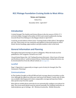 RCC Pilotage Foundation Cruising Guide to West Africa
