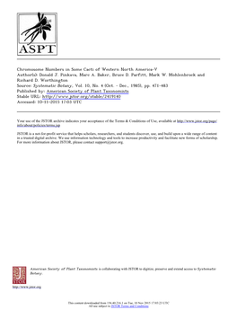 Chromosome Numbers in Some Cacti of Western North America-V Author(S): Donald J