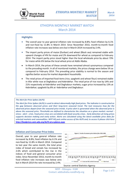 ETHIOPIA MONTHLY MARKET WATCH March 2014