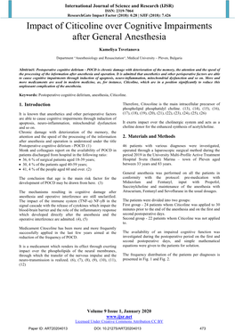 Impact of Citicoline Over Cognitive Impairments After General Anesthesia