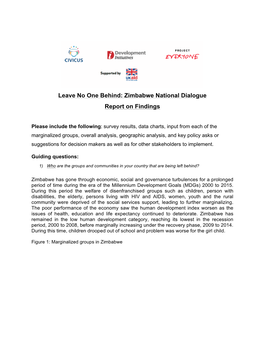 Zimbabwe National Dialogue Report on Findings