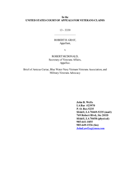 In the UNITED STATES COURT of APPEALS for VETERANS CLAIMS