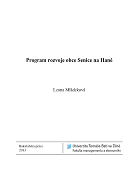 Program Rozvoje Obce Senice Na Hané