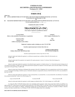 TRANSOCEAN INC. (Exact Name of Registrant As Specified in Its Charter) ______