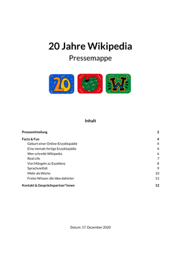 20 Jahre Wikipedia Pressemappe