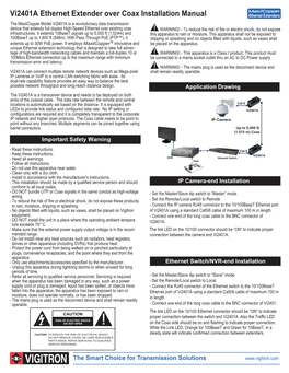 Vi2401a Ethernet Extender Over Coax Installation Manual