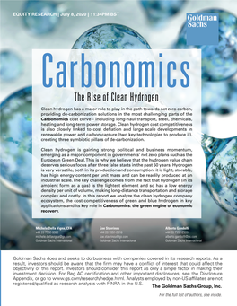 Carbonomics the Rise of Clean Hydrogen
