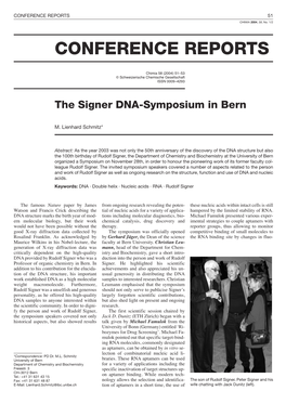 The Signer DNA-Symposium in Bern