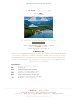 Sonora Resort Canadian Rockies Train Trip Combo